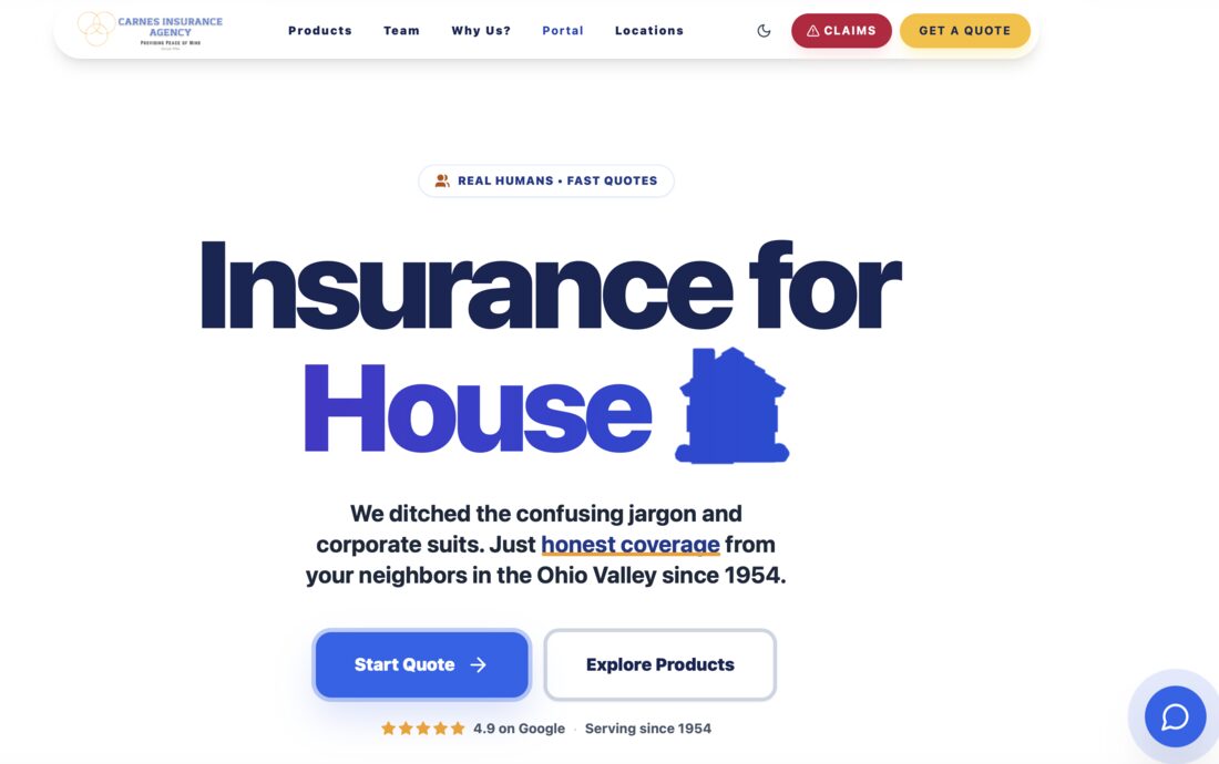 Carnes Insurance Agency website homepage