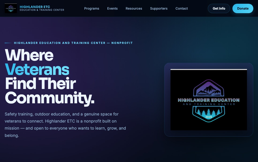Highlander ETC website homepage